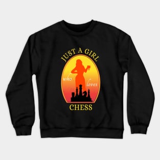 Just A Girl Who Loves Chess vintage sunset Crewneck Sweatshirt